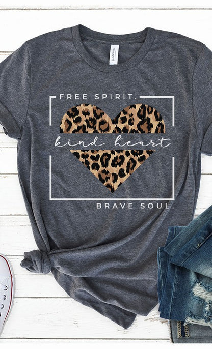 Free Spirit Leopard Heart Graphic Tee PLUS - Aaria Tees