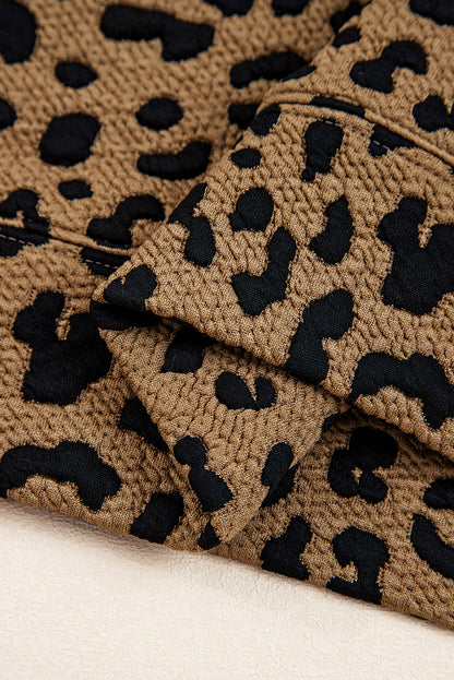 Leopard Quarter-Zip Drop Shoulder Sweatshirt