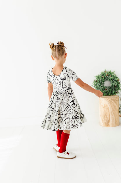 Cream Preppy Bow | Collard Twirl Dress
