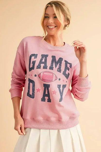 Pink Rugby GAME DAY Graphic Drop Shoulder Sweatshirt