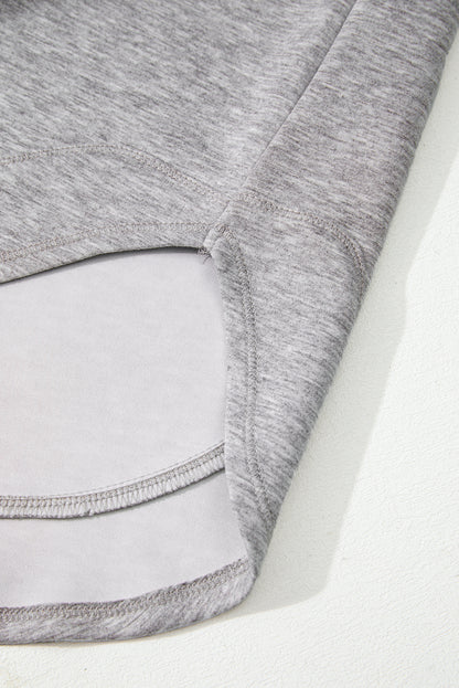 Light Grey Color Block Patchwork V Neck Drawstring Hoodie