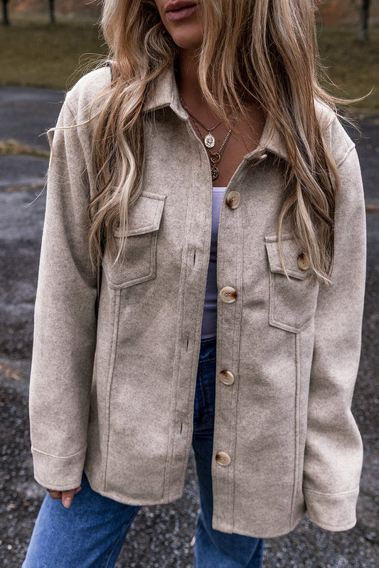 Sadie Flap Pockets Buttoned Shacket - Aaria Tees Aaria Tees