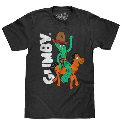 Gumby and Pokey Cowboy T-Shirt - Charcoal Gray Heather