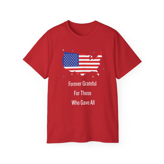 Forever Grateful Veterans Tee - Cotton Shirt for Memorial Day USA Flag Gift for Heroes