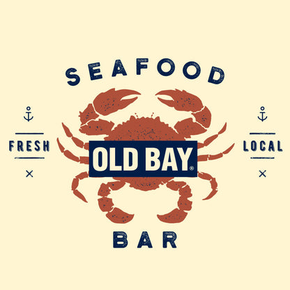 Old  Bay Seafood Bar Lobster Logo Ringer T-Shirt - Beige and Navy