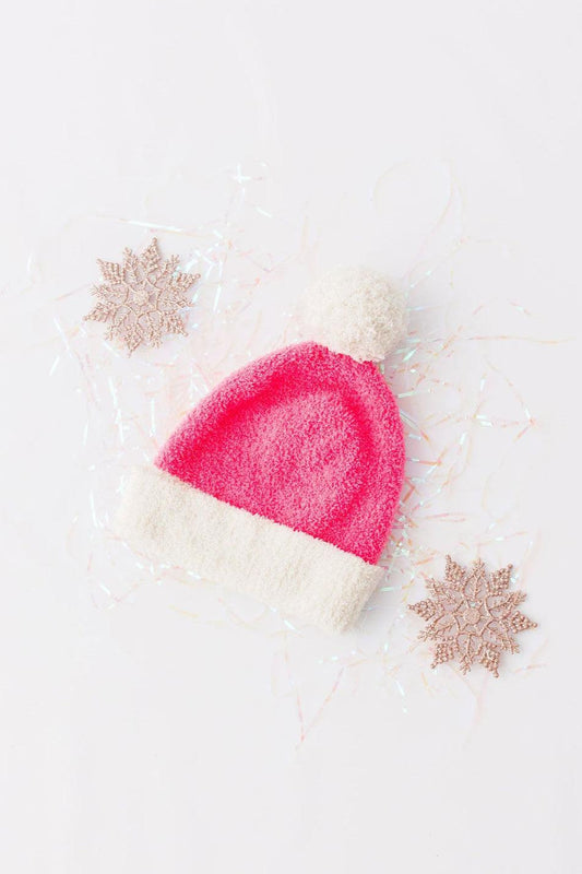 Bright Pink/Coconut Cozy Pom Beanie