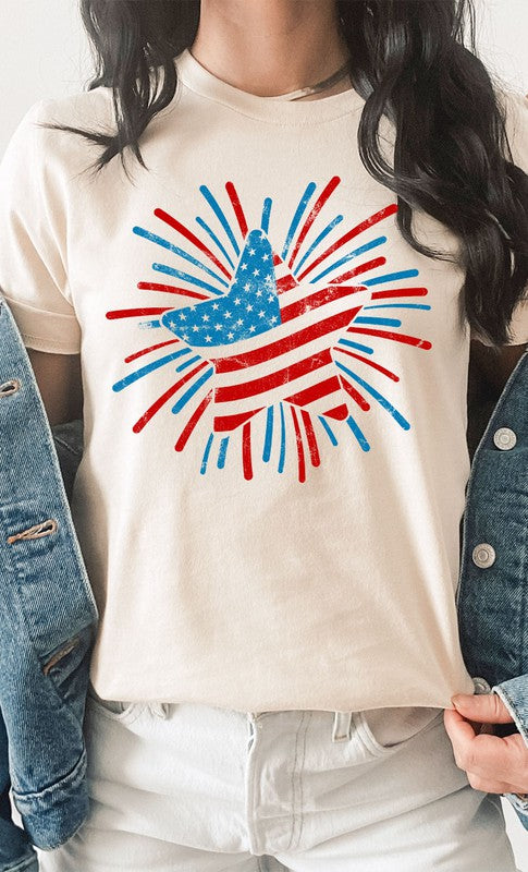 Retro Patriotic Star Graphic Tee - Aaria Tees