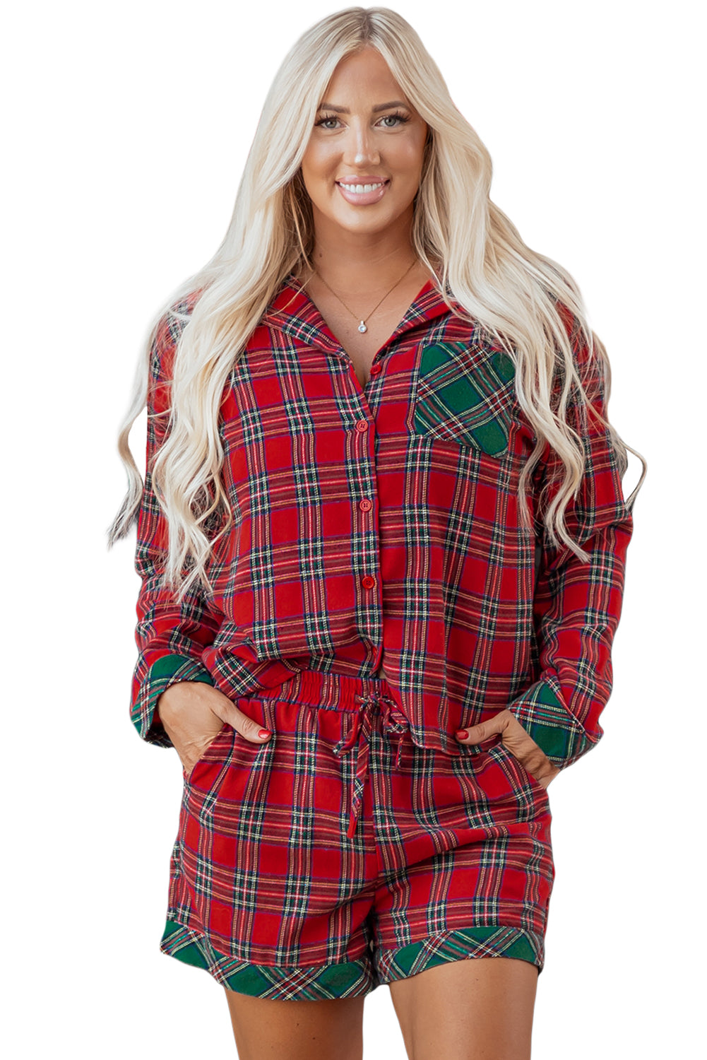 Christmas Plaid Patchwork Pajama Set