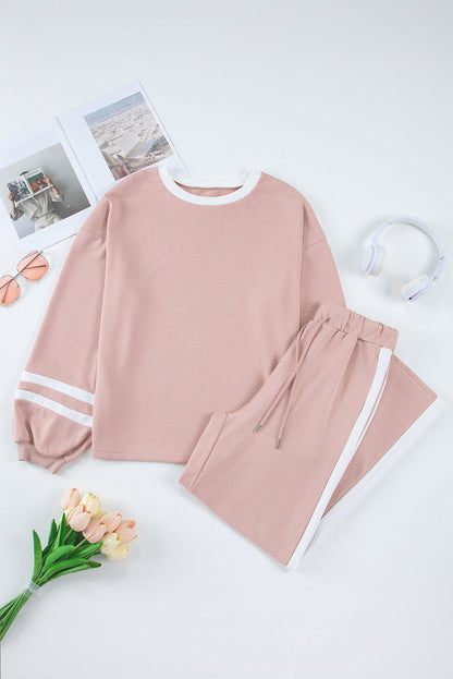 Varsity Stripe Patchwork Pullover and Pant Set