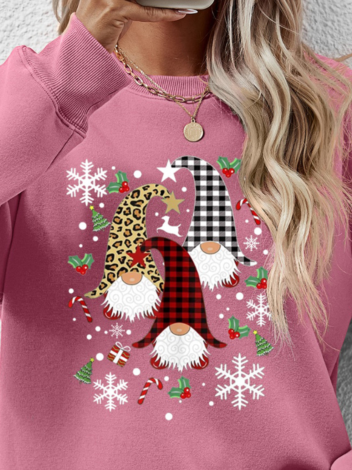Faceless Gnomes Graphic Drop Shoulder Sweatshirt - Aaria Tees Aaria Tees