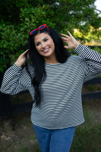 Elouise Stripe Long Sleeve Top - Aaria Tees
