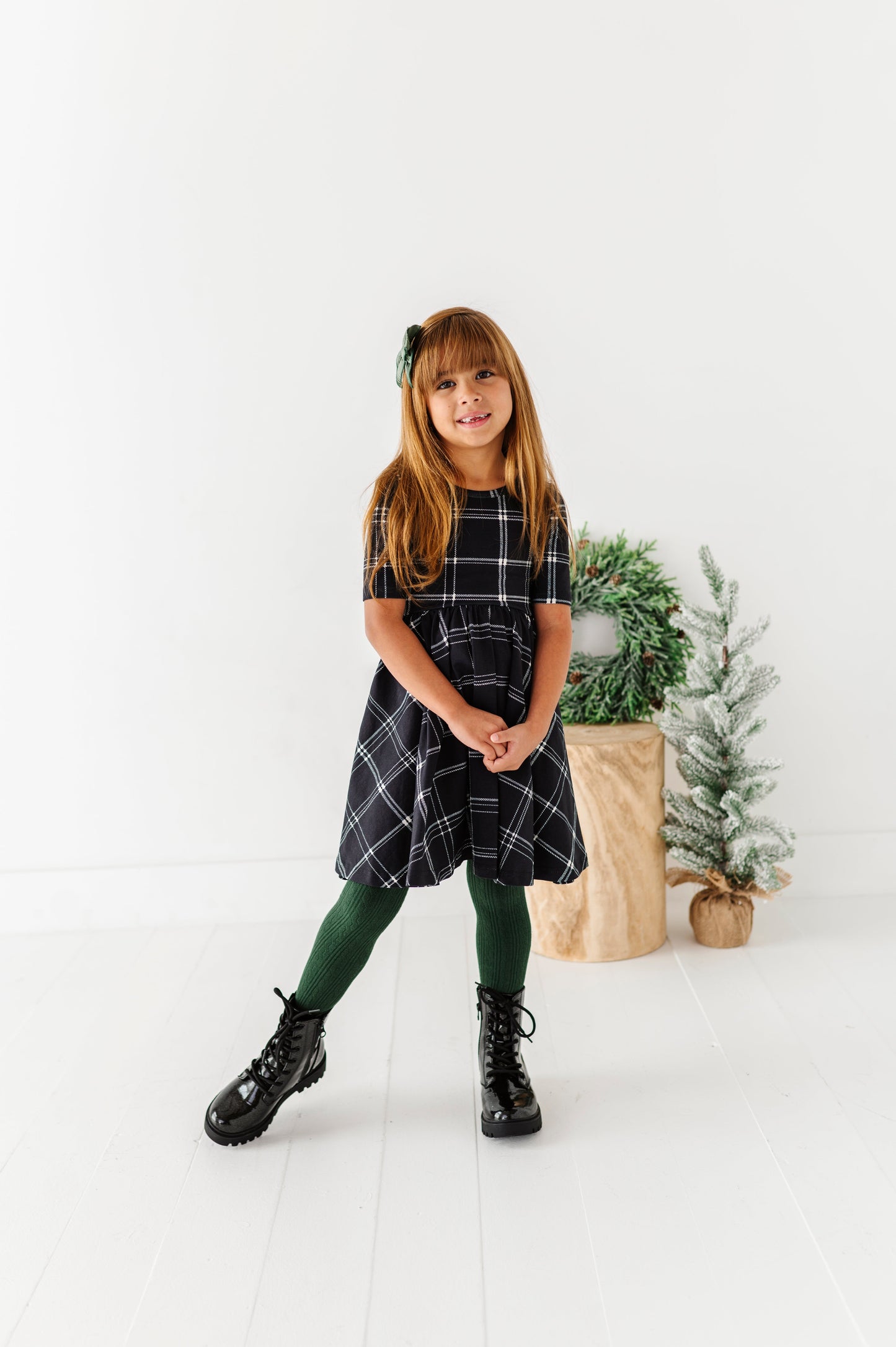 Black Plaid | Scoop Back Dress