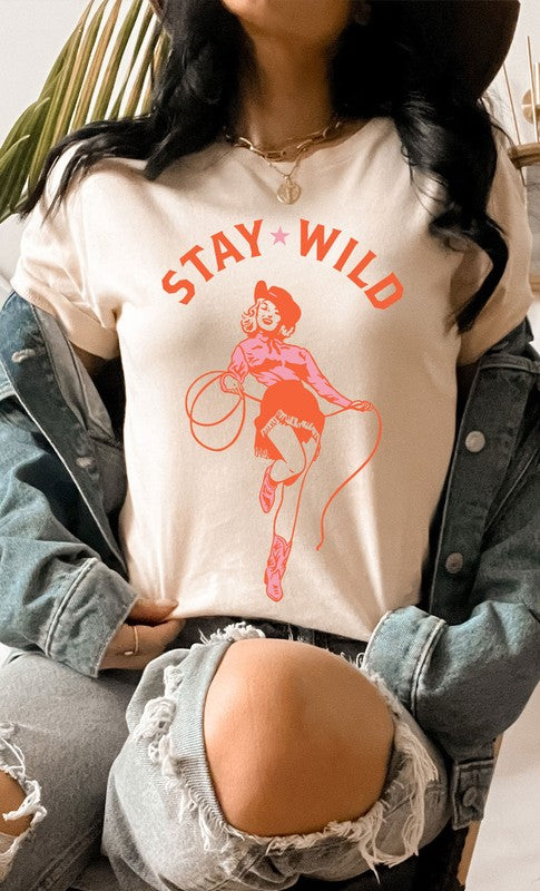 Vintage Stay Wild Cowgirl Graphic Tee PLUS - Aaria Tees