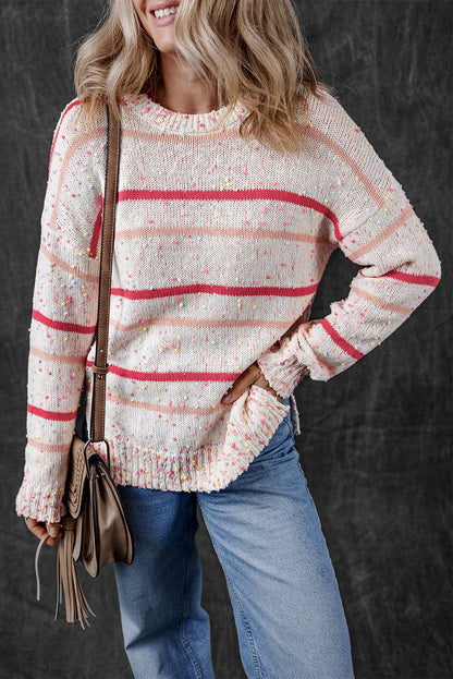 Ruthie Striped Confetti Knit Sweater - Aaria Tees