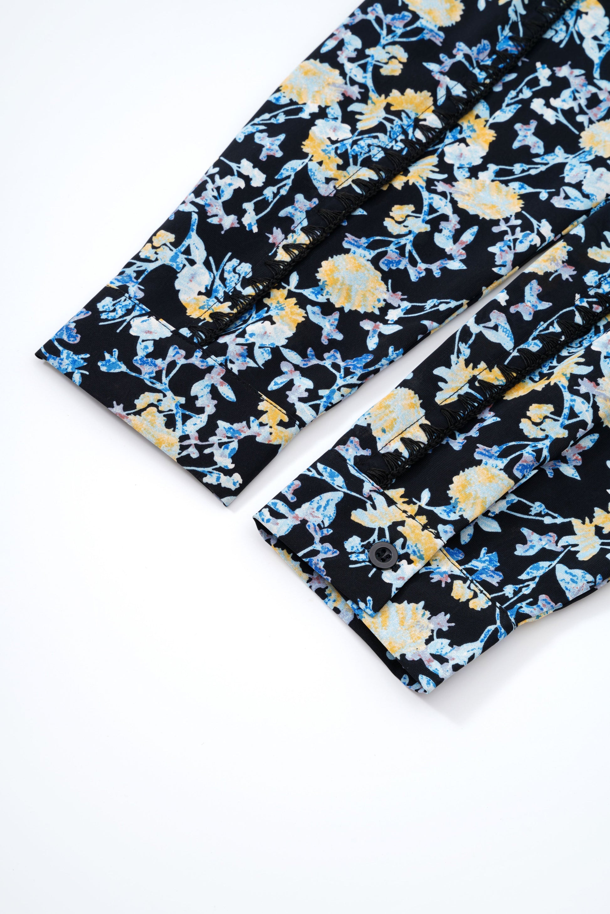 Cuffed Sleeve Floral Blouse - Aaria Tees