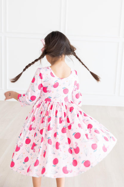 Star Student 3/4 Sleeve Pocket Twirl Dress