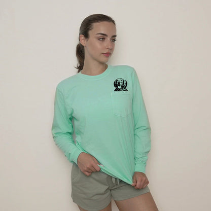 Comfort Colors Golden Retriever Dog Mom Pocket Long Sleeve Shirt