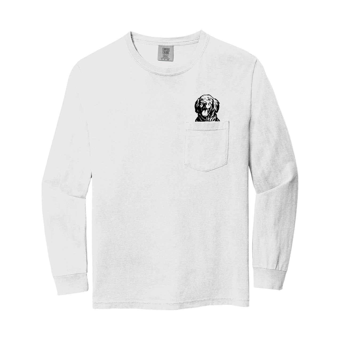Comfort Colors Golden Retriever Dog Mom Pocket Long Sleeve Shirt