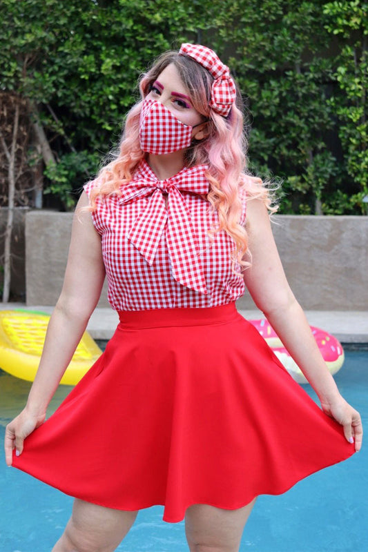 Berry Good / Red Gingham Reversible Mask Aaria Tees