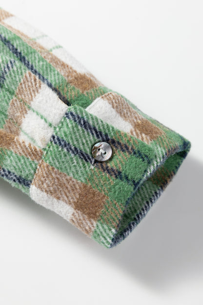 Khaki Christmas Plaid Casual Flannel Shacket