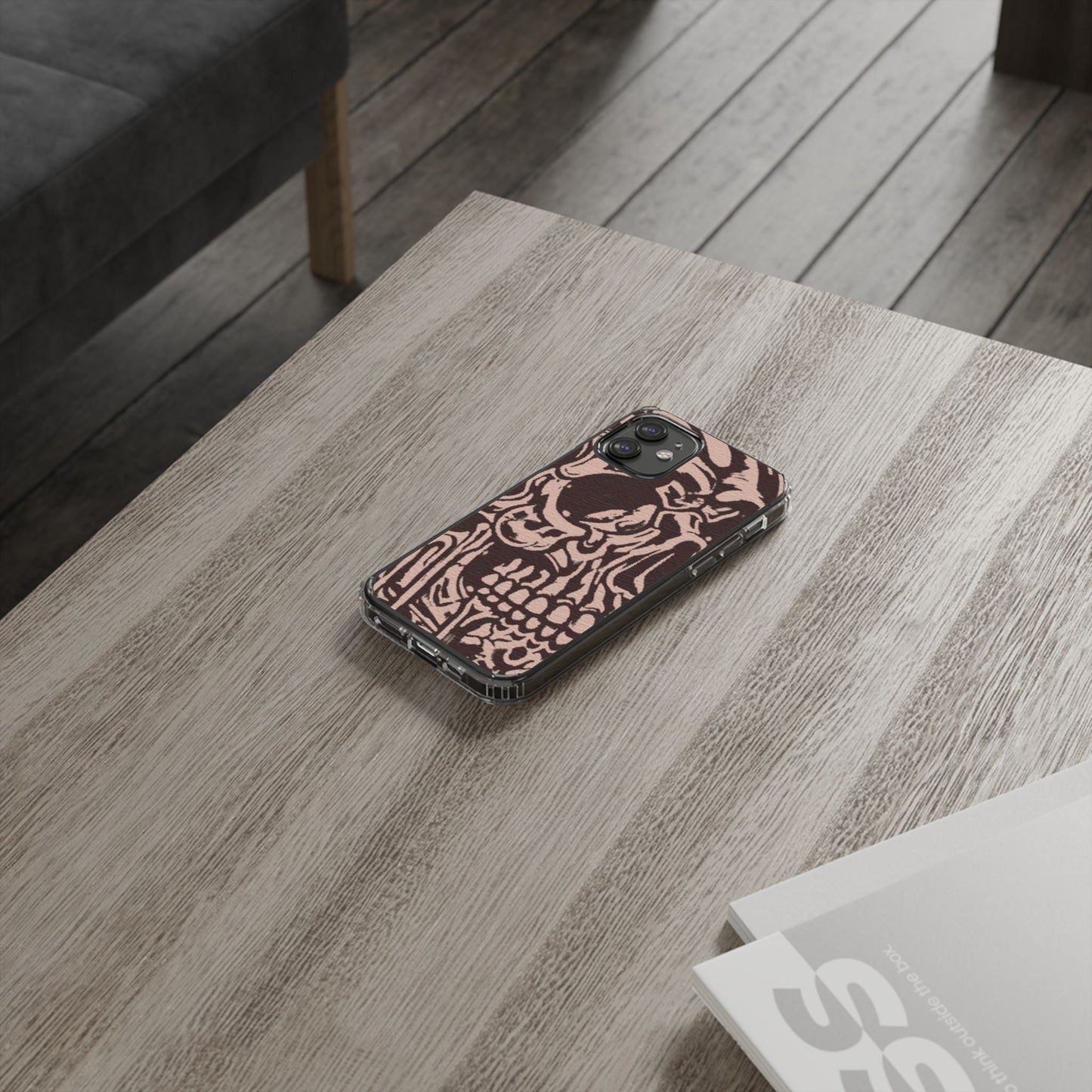 Gothic Abstract Skull Clear Phone Case