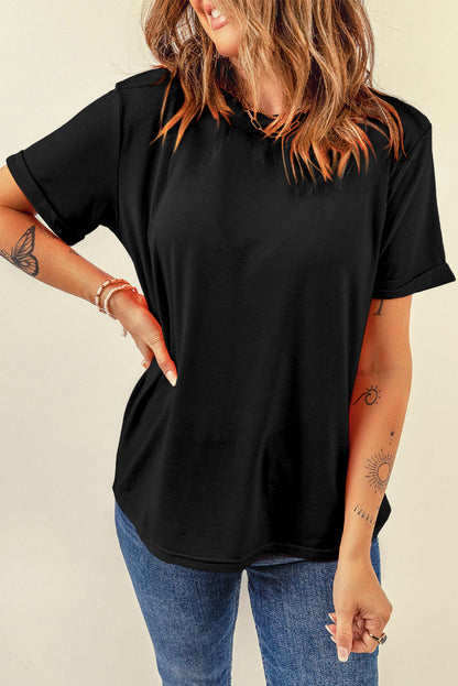 Solid Short Sleeve Crew Neck Tee