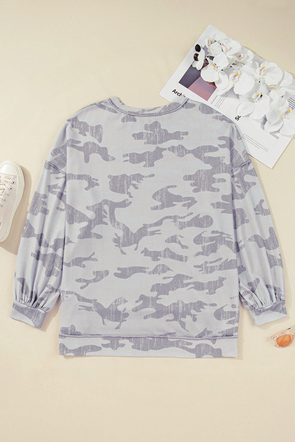 Plus Size Camouflage Crewneck Sweatshirt