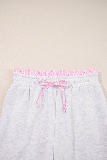 Stripe Contrast Trim Pullover and Drawstring Pants Set