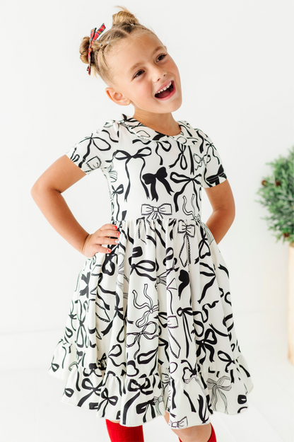 Cream Preppy Bow | Collard Twirl Dress