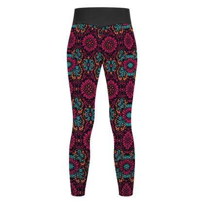 Munsieur Custom Printed Honeycomb Textured Yoga Leggings for Women