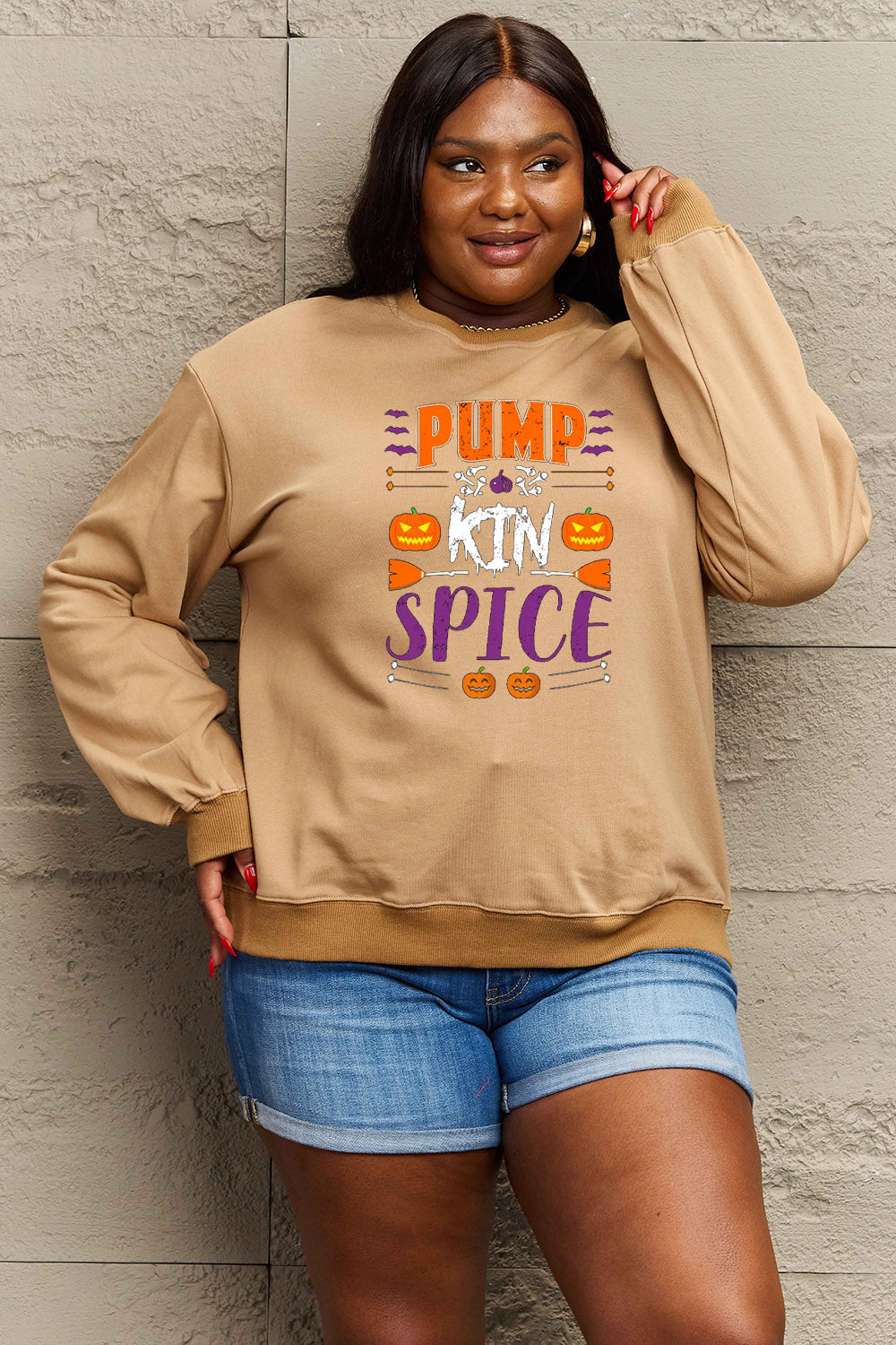 Simply Love Full Size PUMPKIN SPICE Graphic Sweatshirt - Aaria Tees