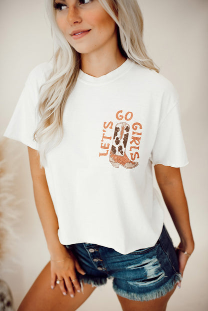 White Double-Side Cowboy Hat & Boots Graphic Tee - Aaria Tees