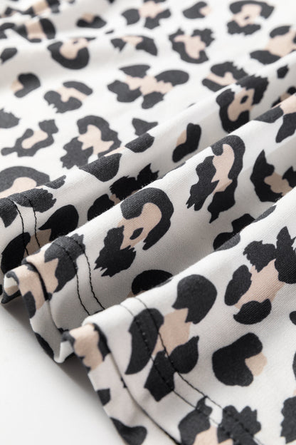 Black Color Block Leopard Patchwork Long Sleeve Casual Top