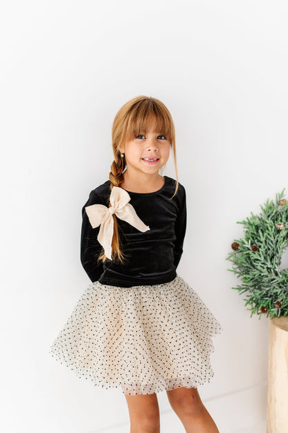 Black Velvet | Bow Back Long Sleeve Top