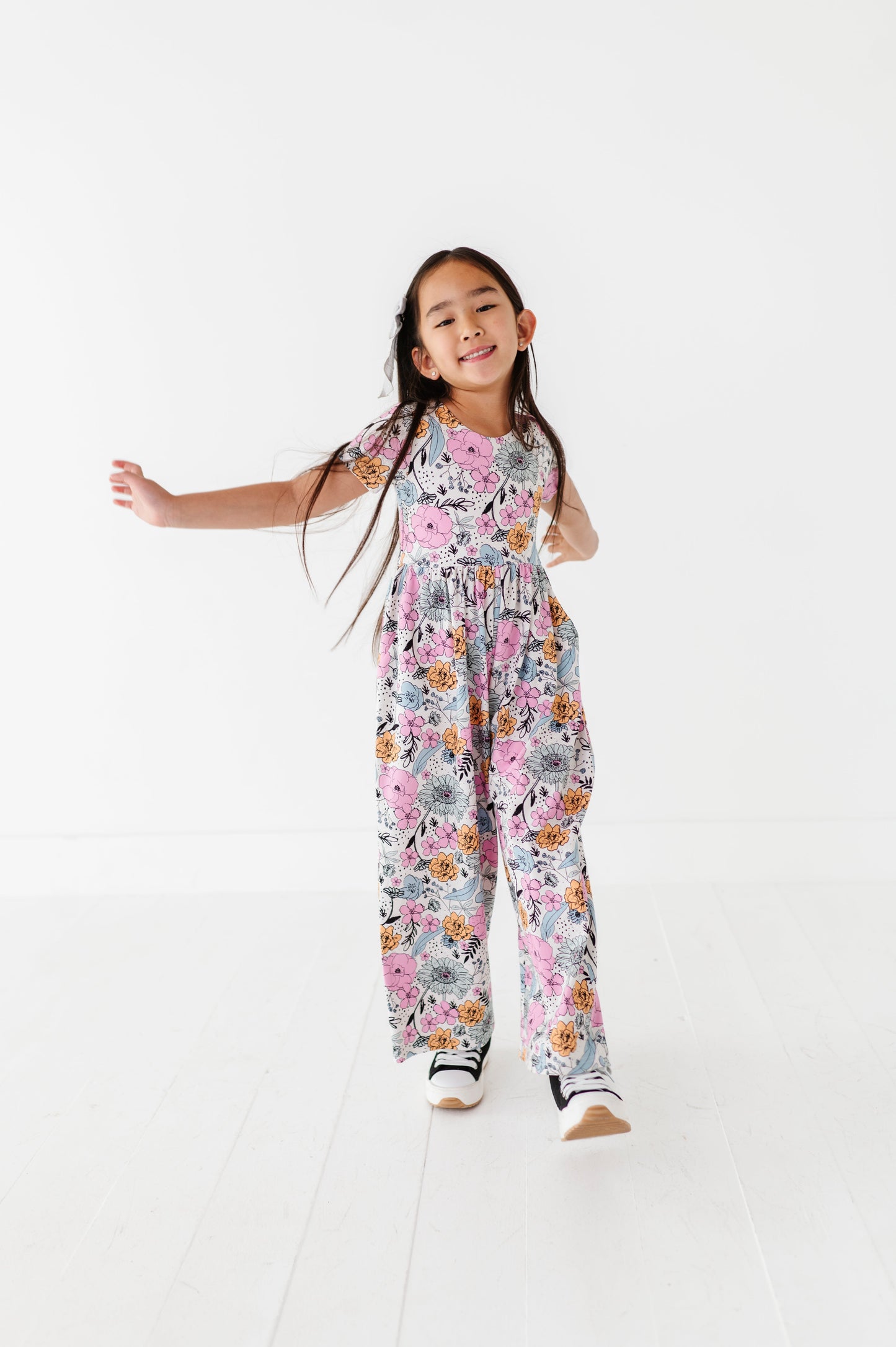 Vintage Sketchy Floral Romper