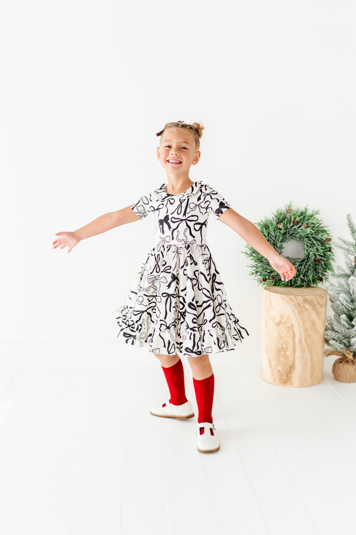 Cream Preppy Bow | Collard Twirl Dress