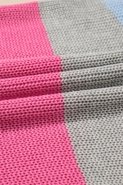 Stripe Colorblock V-Neck Sweater T-Shirt