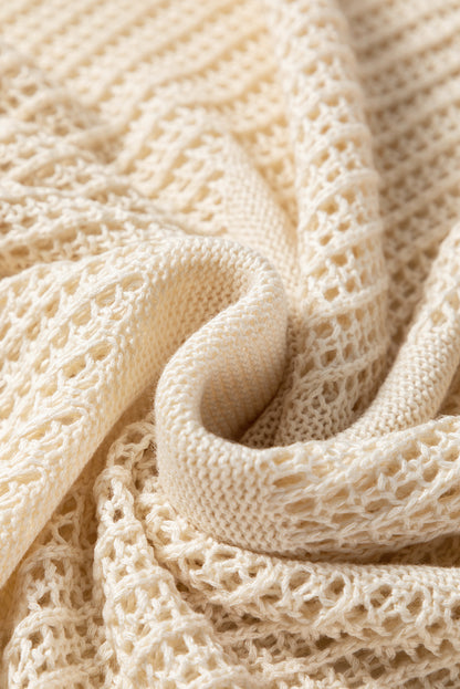 Parchment Hollow Out Knit Star Pattern Accent Plus Size Jumper