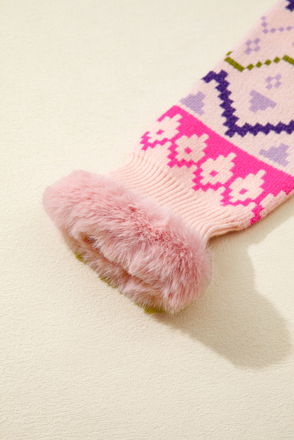 Geometric Feather Cuff Christmas Sweater