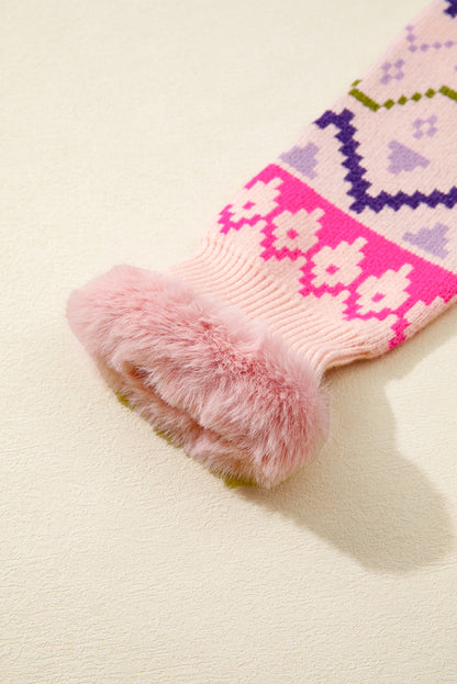 Geometric Feather Cuff Christmas Sweater