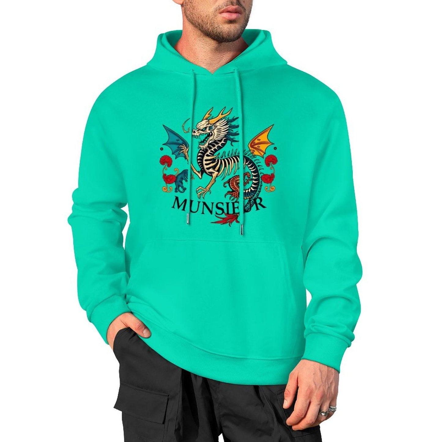 Munsieur Inferno Crest: Dragon Hoodie for Men