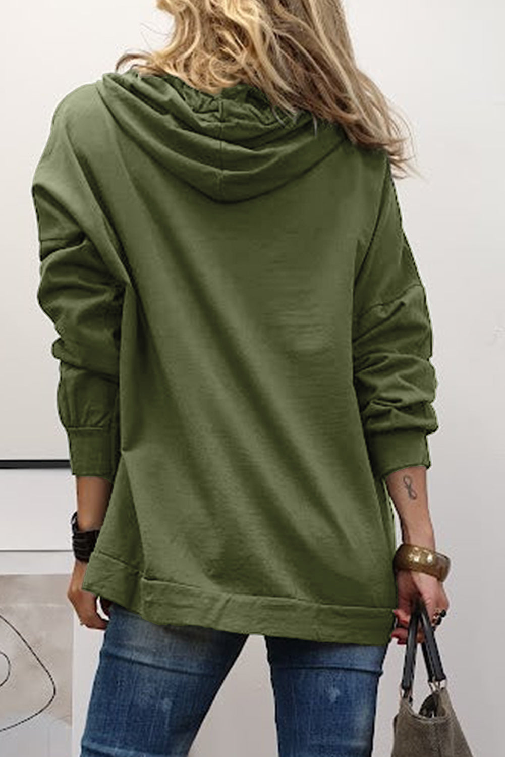 Mist Green LOVE Letter Graphic Drop Shoulder Oversize Hoodie - Aaria Tees