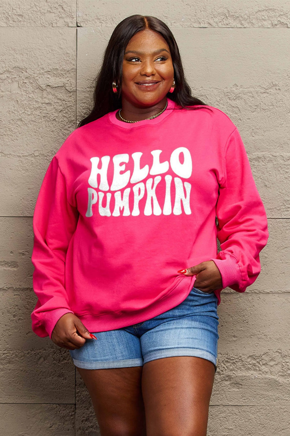 Simply Love Full Size HELLO PUMPKIN Graphic Sweatshirt