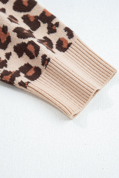 Leopard High Neck Long Sleeve Sweater Dress