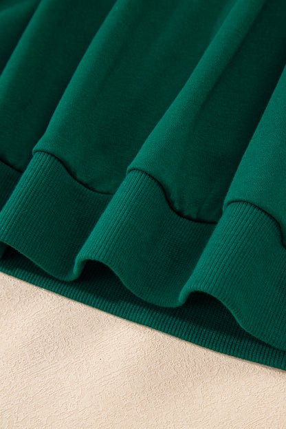 Evergreen Varsity Stripe Detail Drop Shoulder Pullover Mini Skirt Set