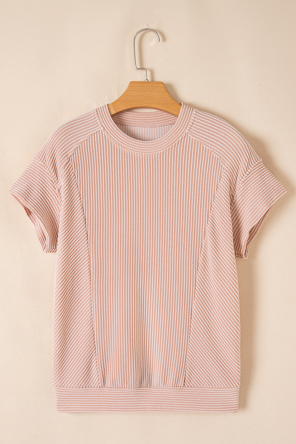 Solid Corded T-Shirt and Pants Set