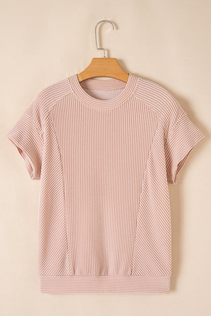 Solid Corded T-Shirt and Pants Set