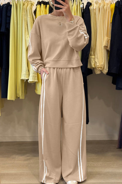 Varsity Stripe Crewneck Pullover and Sweatpants Set