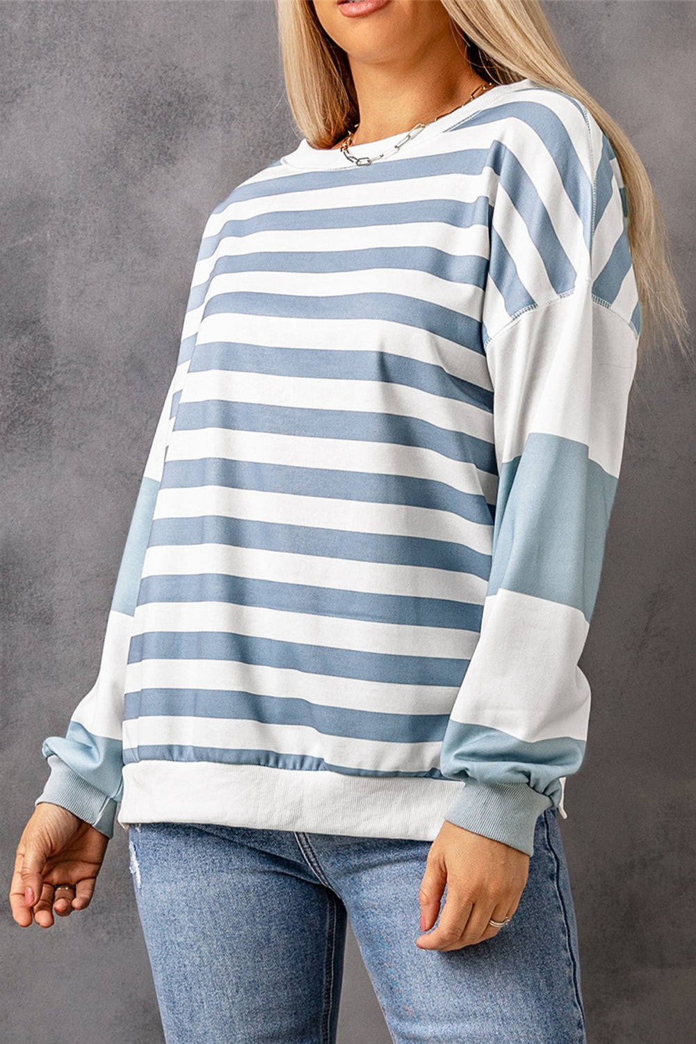 Elina Striped Pullover Sweatshirt - Aaria Tees