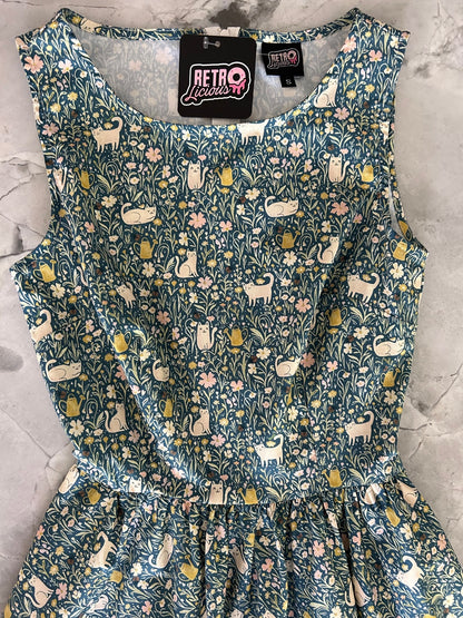 Cats & Flowers Midi Dress